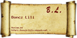 Boncz Lili névjegykártya